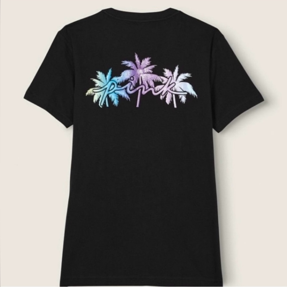 VS PINK PALM SHINE LOGO TSHIRT Small NWT
